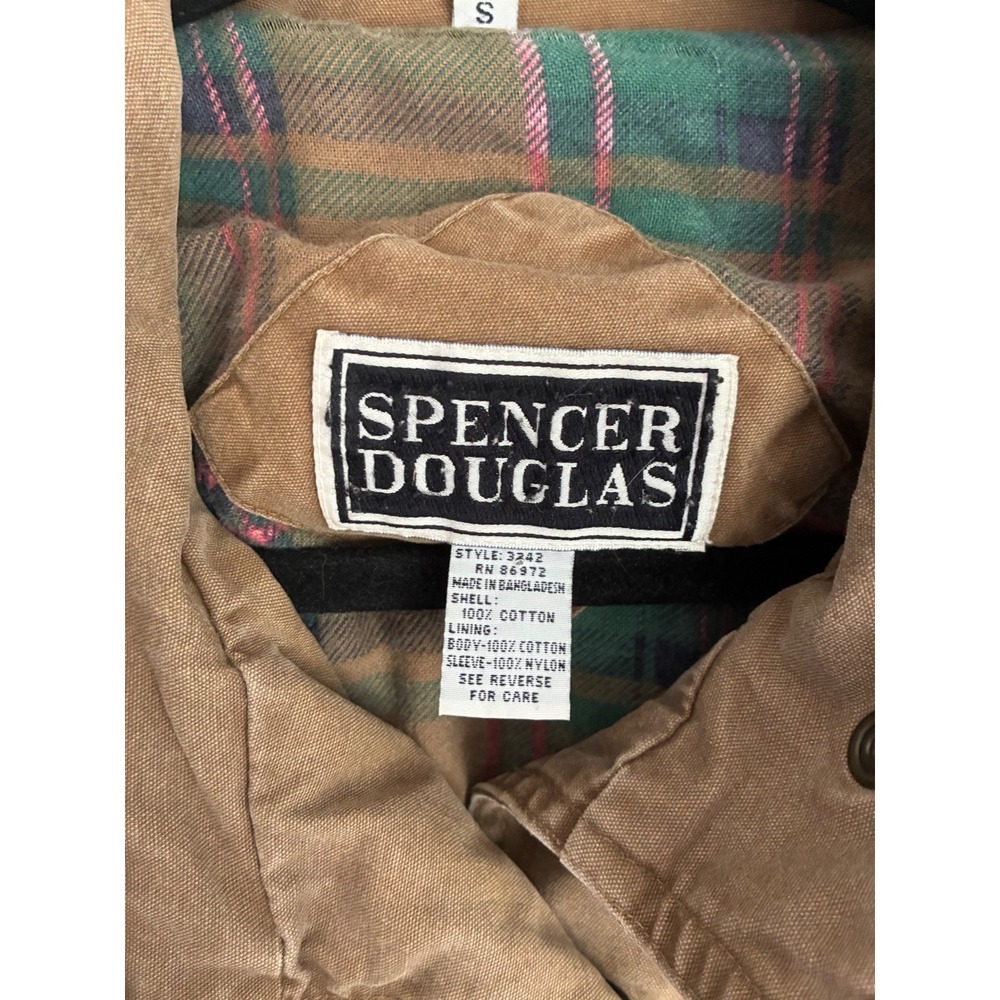 Vintage 90's Spencer Douglas Barn Chore Coat Tan Canvas with Corduroy SIZE S - Picture 2 of 8